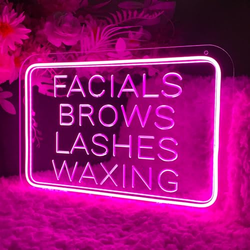 Image of Facial Brows Lashes Waxing Neon Sign For Wall Decor 3D Art Carving Design Indoor Bedroom Led Neon Signs Backdrop Flex Christmas Party Wedding Living Room Birthday Gift(Pink,USB,40x27.5CM)