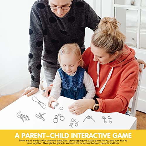 Padike Iq Toys, Iq Test Mind Game Toys Brain Teaser Metal Wire Puzzles Magic Trick Toy,Metal Puzzle(16 Pack) #TOP3