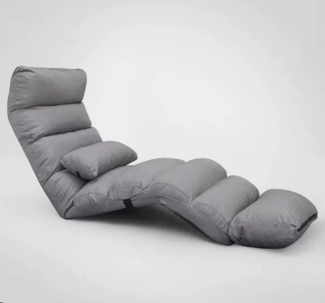 LIMOS Floor Chair with Back Support, Adjustable 14 Angles, Lounge Chairs for Bedroom, Backrest and Headrest Can Easily Adjusted,Lazy Chair (Grey)