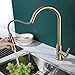 Hongala Stainless Steel Sensor Kitchen Faucets Touch Inductive Sensitive Faucet Mixer Tap with Pull Down Sprayer Single Handle Dual Outlet Water Modes (Gold)