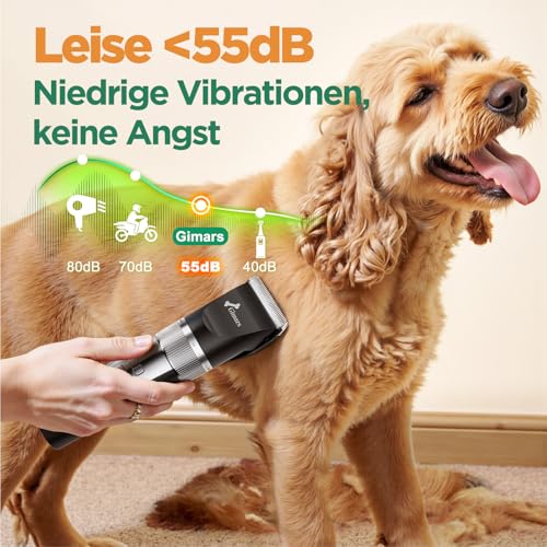 Gimars 4-in-1 Hundeschermaschine mit Hunde Trimmer, 7000 U/min Leise Hunde Schermaschinen Set, USB Aufladbare kabellose Tierhaarschneidemaschine, Schermaschine Katze Hunderasierer für dichtes Fell