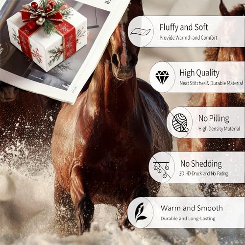 Cadeau plaids merveilleux : couverture de lit douce 150x200 cm cheval 3D - 6