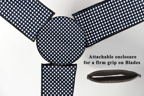 Image of ceiling fan cover waterproof & dustproof 3 blade fan protector with attachable enclosure set of 1 multidesign polka home decor पंखा कवर