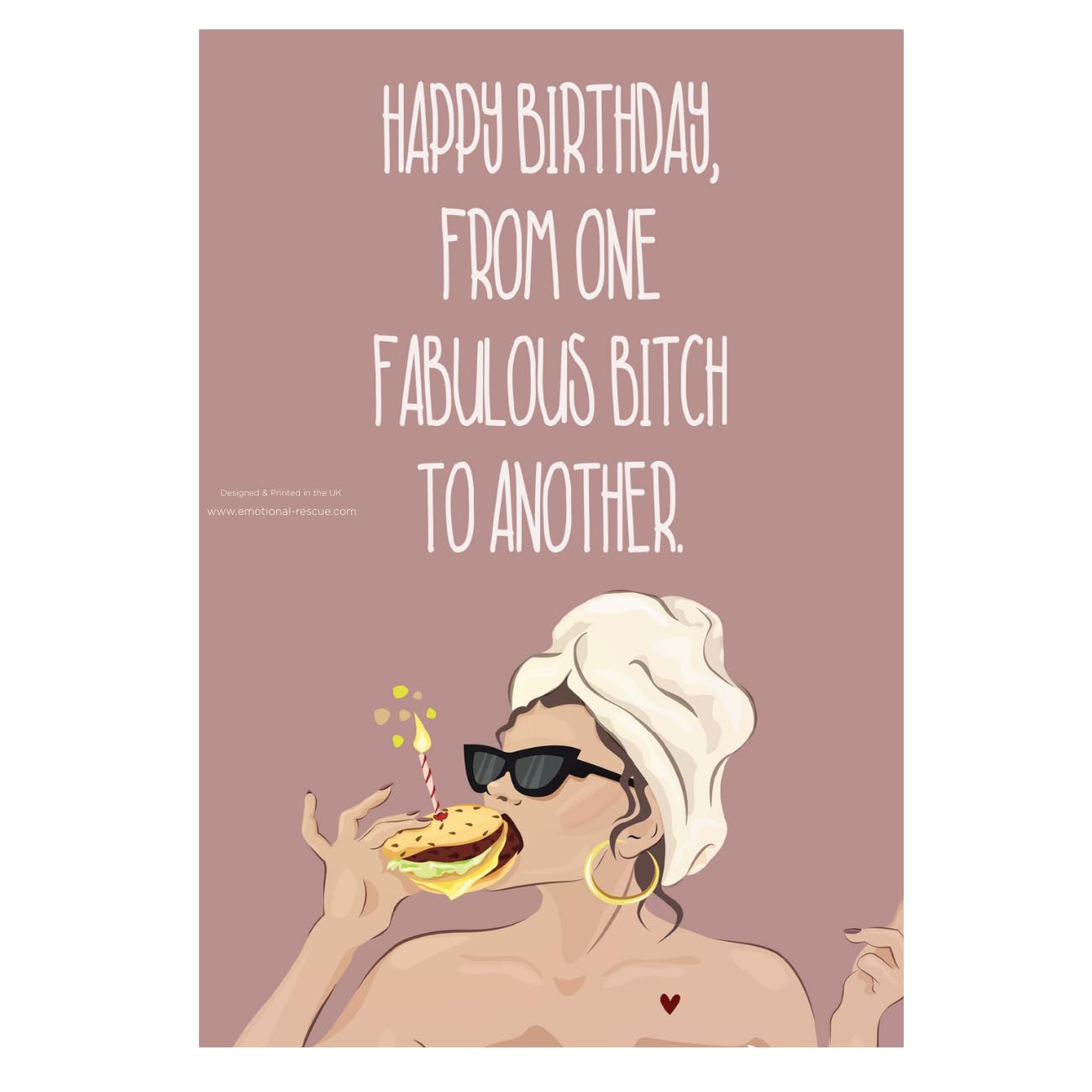 Emotional Rescue Birthday Card for a Friend, From One Fabulous B, Multi-Coloured