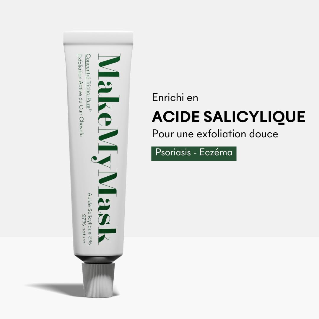 MakeMyMask Concentré Anti-PSO Pré-shampoing, Traitement capillaire exfoliant, hydratant et apaisant, 50mL, SANS CORTISONE - Psoriasis du cuir chevelu, 2 mois de durée