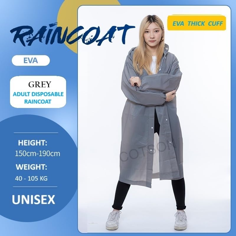 Image of EVA Waterproof Rain Coat Hooded Universal Outdoor Water Resistant Rainwear Suit for Men Women Boys & Girls (Universal)
