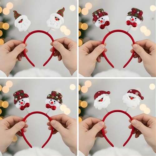 Image of Crackles Christmas Hairband Set (Pack of 3) | Santa & Snowman Headbands for Kids & Adults | Xmas decor, Decorations & Costumes | Cute Holiday Accessory for School, Home & Celebrations