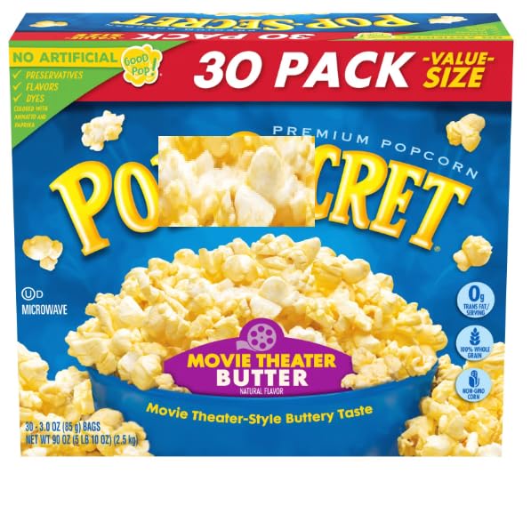 Pop- Porpcorn Movie Theater Butter Flavor Microwave sharing bags ...