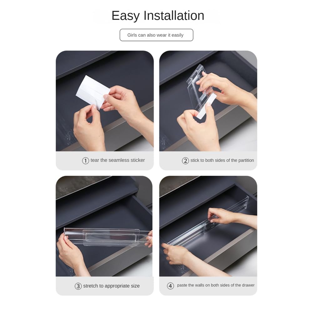 8 pezzi Organizzatore divisori per cassetti regolabile stoccaggio organizer per vestiti cassetti separatori organizer per cassetti da cucina