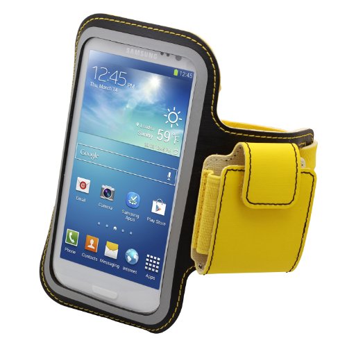 Aduro U-BAND Plus Reflective Armband with Pouch for Headphones for Samsung Galaxy S3 / S4 / S5, Motorola Droid RAZR MAXX HD, HTC ONE, Galaxy Nexus 4 / 5 (Yellow/Black)