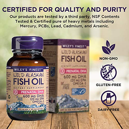Wiley's Finest Wild Alaskan Fish Oil Prenatal Dha - 720Mg Epa And Dha Omega-3S For Pregnant Women And Nursing Mothers - 180 Softgels (90 Prenatal Vitamin Servings) #TOP1
