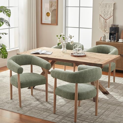 VKNOW Dining Chairs Set of 4,Modern Barrel Chair Comfy Upholstered