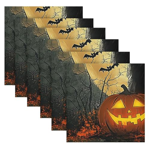 Servilletas de tela Halloween gato negro set 6 20x20 in miniatura 2