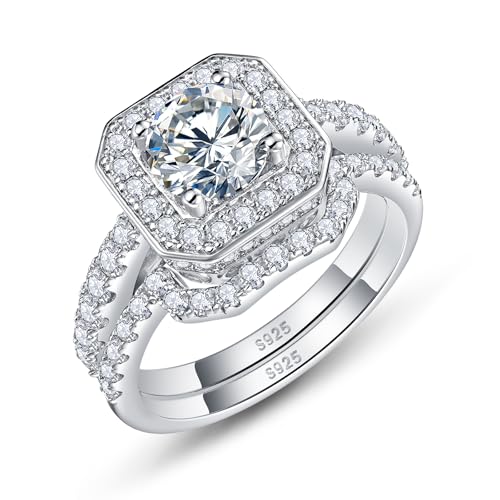 WES Moissanite Engagement Rings Diamond Engagement Rings for Women D Color VVS1 Moissanite