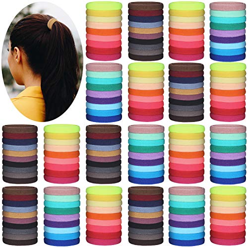 300 Pieces Seamless Stretch Hair Bands Elastic Ponytail Holders Headband Scrunchies Hair Accessories for Women Girls (Colorful)
