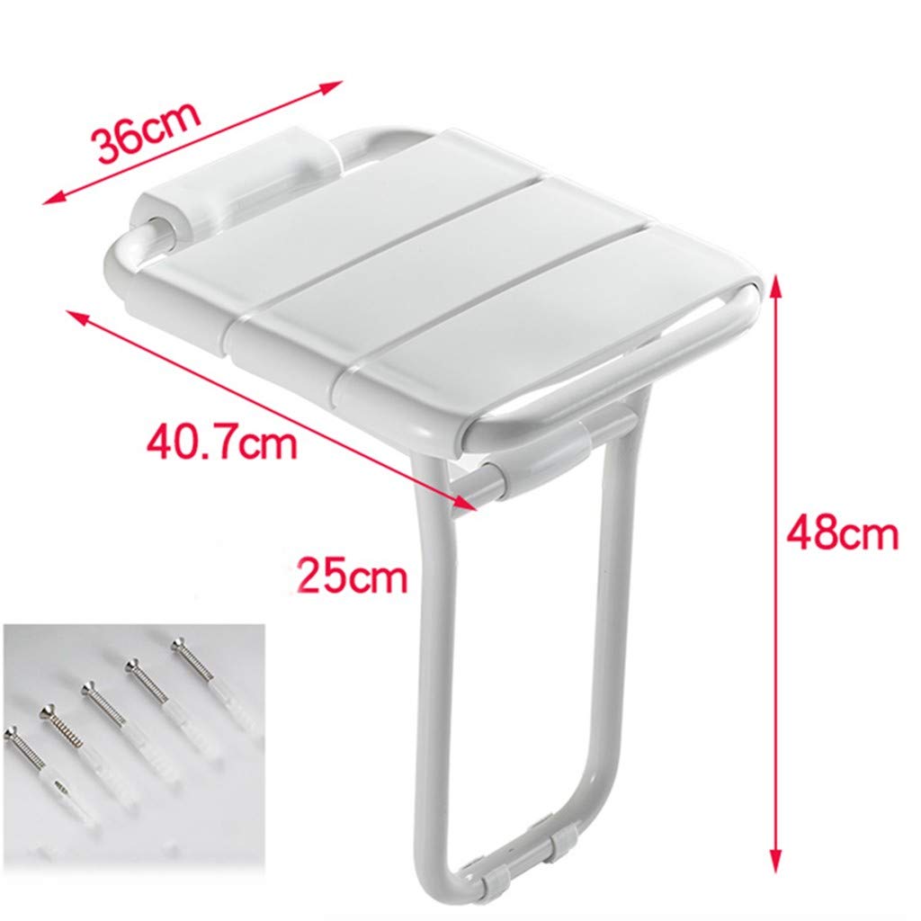 Asiento de Ducha de Pared, Asiento de Ducha Abatible, Asiento de Ducha para Ancianos, Mujeres Embarazadas Y Discapacitados Pesa 200 Kg, Resistente Al Desgaste Y Antideslizante White