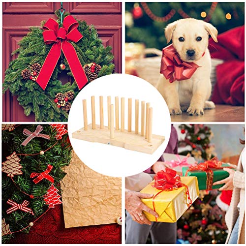 Wooden Wreath Bow Maker Tool, Portable Bow Tie Machine for Customiz Present Easy Bow Making with Multi Strand Ribbon - Image 4