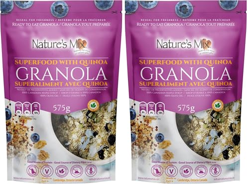 Fabriqué au Canada - Nature's Mix Granola super-alimentaire avec Quinoa - Sans écrou - Fabriqués localement au Canada - Vegan, Granola super-alimentaire avec Quinoa, 312 Grams, violet clair