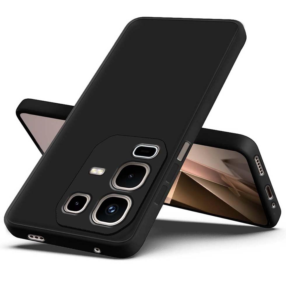 Image of Fashionury Back Cover Case for Infinix Note 50s 5G | Matte Soft Silicon Flexible | Camera Bump Protection | All Side Shock Proof Rubberised Back Case Cover for Infinix Note 50s 5G (Black)