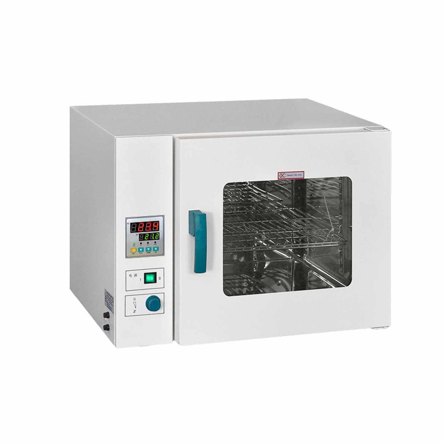 Umluft-Trockenofen für Labore, Wärmebehandlungsofen | 23 l, 810 W, Digitalanzeige, Temperaturregler, zweigeteilt, Raumtemperatur + 10–200 °C