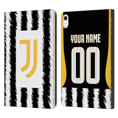 Head Case Designs Officially Licensed Custom Customized Personalized Juventus Football Club Home 2023/24 Match Kit Leather Book Wallet Case Cover Compatible with Apple iPad 10.9 (2022)