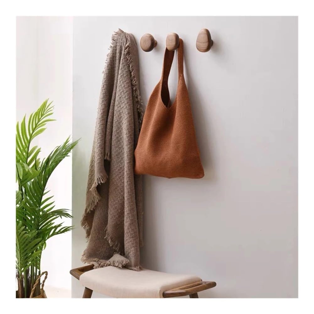 Perchero de pared con forma de guijarro, de madera natural, decorativo, para llaves, sombreros, bufandas, bolsos, almacenamiento de baño, perchero