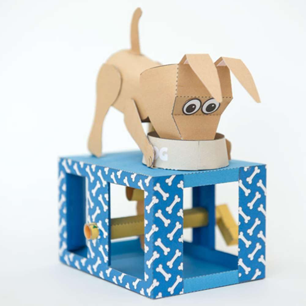 Go On Make Me - Animated Paper Craft Kit for Kids & Adults - Screen-Free DIY STEM Activity - Build Your Own Moving Model (Dogs Dinner)