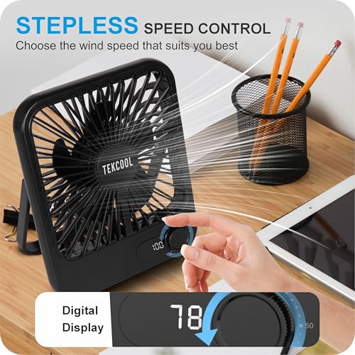 Image of TEKCOOL Slim Portable Desk Fan, 0-100 Speeds Adjustable Mini Fan, Rechargable Fan with Fragrance Function, Long Battery-Life Personal Fan for Home Outdoor, an Aromatherapy Tablet Included(Black)