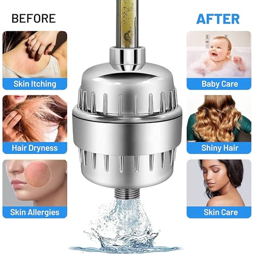 Image of Gurin Hard Water Softener for Tap & Shower Filter for Bathroom /Water Filter for Tap Purifier with Replaceable Cartridge for Home & Bathroom Use - for Hair Care, Skin Protection, and Chlorine Removal