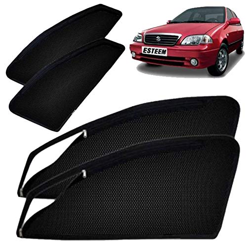 Image of Autofact Magnetic Car Sunshades Compatible with Maruti Esteem (Set of 4) - Easy Installation, UV Protection, Keeps Car Cool (Front 2 with Zippers for Easy Access, Rear 2 Without Zippers)