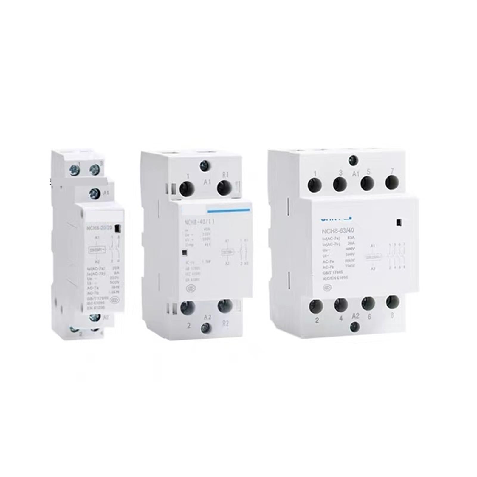 RCGKNNMUZ NCH8-20 NCH8-25 NCH8-40 NCH8-63 Household AC Modular Contactor for Home 2NO 2NC 1NO 1NC 4NO 1Pcs(NCH8-63A,2NO)