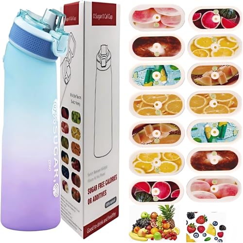 Botella de agua deportiva de 700 ml con cápsulas de 14 sabores Material Tritan resistente a altas temperaturas Sabor natural de frutas extraído asegura agua segura y sabrosa