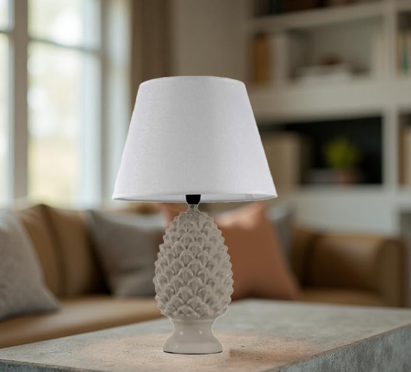 MAURY'S LAMPADA LUMETTO CON DESIGN A PIGNA E PARALUME BIANCO (52 cm, Tortora)