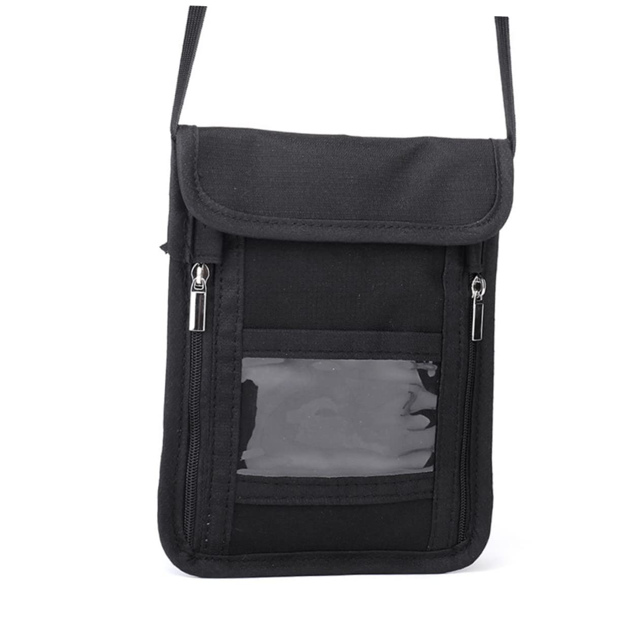3pezzi Portafoglio Da Viaggio Con Tasca Rfid Per Passaporto e Smartphone Borsa Tracolla Unisex Nero Custodia Sicura Per Documenti e Valuables