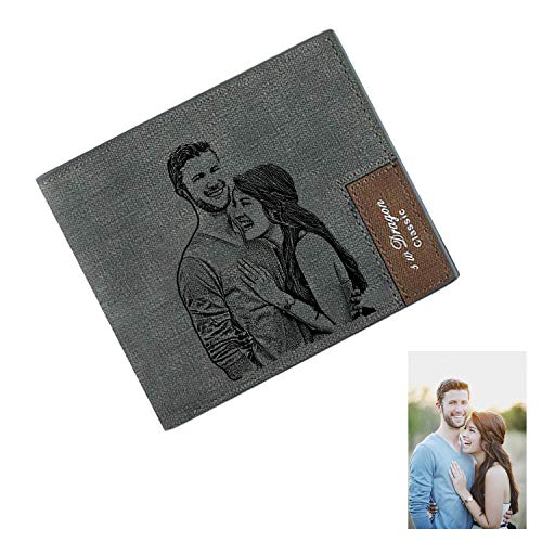 Personalized Wallet for Men, Custom Photo Wallet Bifold Wallet Men Father's Day Gift, Grey2