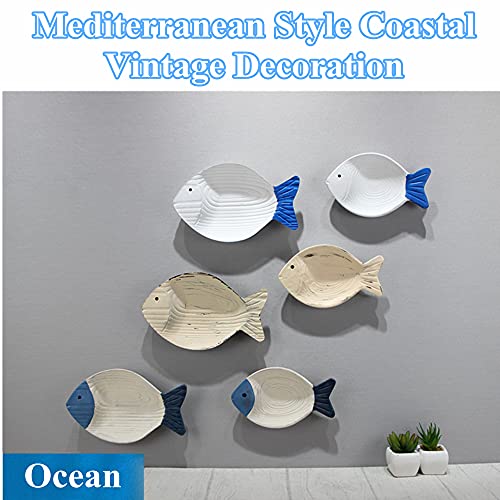 Gaofan Set Of 2 Wood Fish Wall Decor, Farmhouse Wooden Fish Wall Sculpture, 3D Nautical Wood Marine Life Wall Art, For Coastal, Nautical, & Beach,F #TOP2