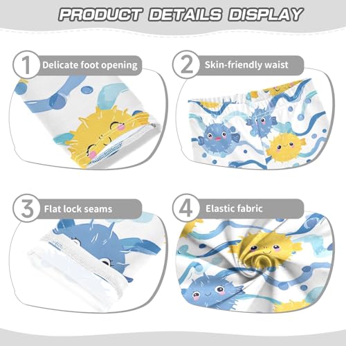 Cute Pufferfish Girls Leggings Ultra Soft Compression Yoga Gym Pants for Kids 4-10T3