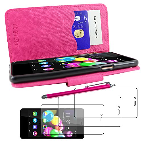 ebestStar - Coque Compatible avec Wiko Highway Pure 4G Etui PU Cuir Housse Portefeuille Porte-Cartes Support Stand + Stylet + 3 Films d'écran, Rose [Appareil:...
