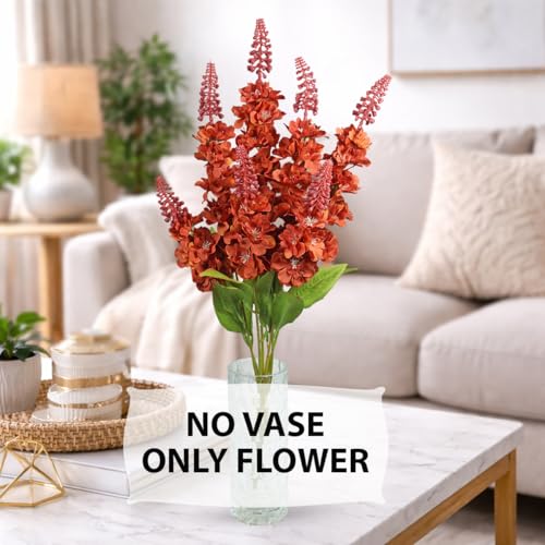 Image of Reiki Crystal Products Artificial Orange Snapdragon Flower -1 Stick with 7 Branches | Real Touch Faux Blooms for Home Decor, Bedroom, Living Room, Table, Balcony, Office & Weddings (Without Vase Pot)