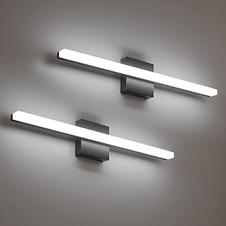 Combuh 2 Pack Bathroom Light Fixtures Black Vanity Lights Bar 24 Inch 14W Bathroom Lights Over Mirror IP44 Wall Sconces Cool White 6000K