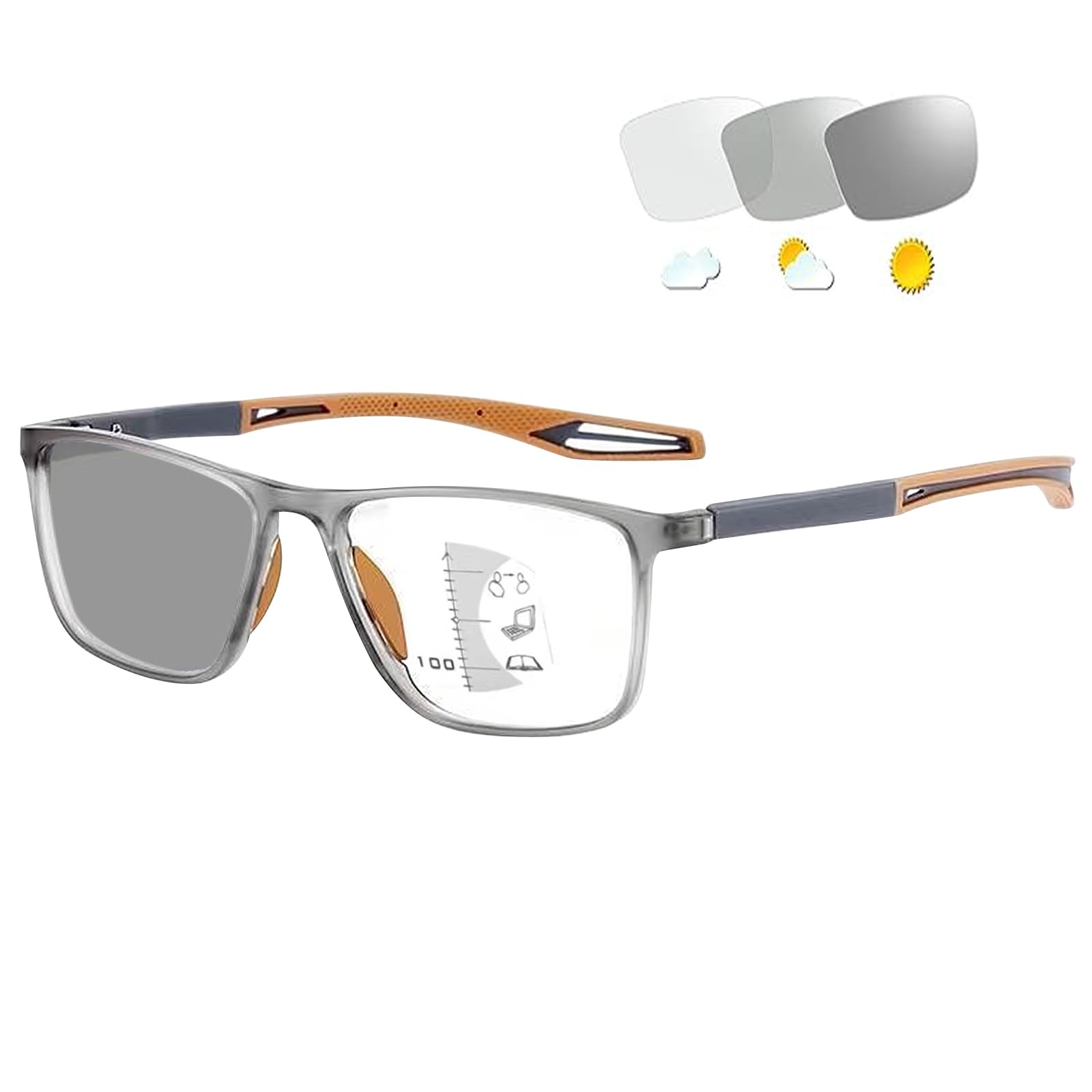 Gafas de lectura fotocromáticas progresivas multifoco, gafas de lectura fotocromáticas, gafas de lectura antiluz azul, gafas de lectura con protección UV para hombres y mujeres, para leer al aire