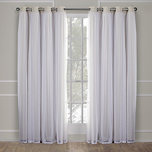 Image of TOWN & COUNTRY LUXE Talia Double Layer Indoor Curtains, Sheer and Room Darkening Blackout, Grommet Top, Energy Efficient, 2-Pack Set, 52 inchx108 inch, Sand