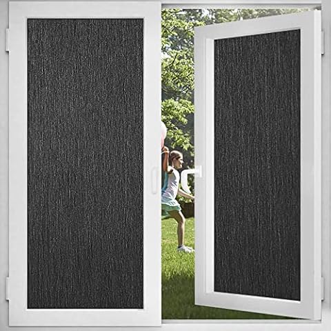 Filmgoo Total Blackout Window Privacy Film,Static Cling Non-Adhesive Window Film 100% Light Blocking No Glue Heat Blocker Black Window Sticker for Day Sleep,Baby Nap Security 35.4 Inch x 6.5 Feet Cover