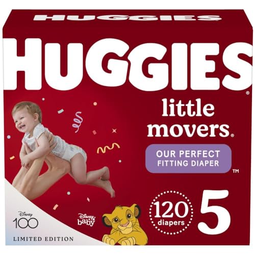 Image of Huggies Size 5 Diapers, Little Movers Baby Diapers, Size 5 (27+ lbs), 120 Count (Pack of 2)