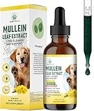 Mullein Lung Support Drops for Dogs & Cats, Relieves Kennel & Dry & Wet Cough, Lung Cleanse, Soothes Sore Throat, Eases Breathing - Pure Plant Extract, Hormone & Chemical Free, with Chlorophyll
