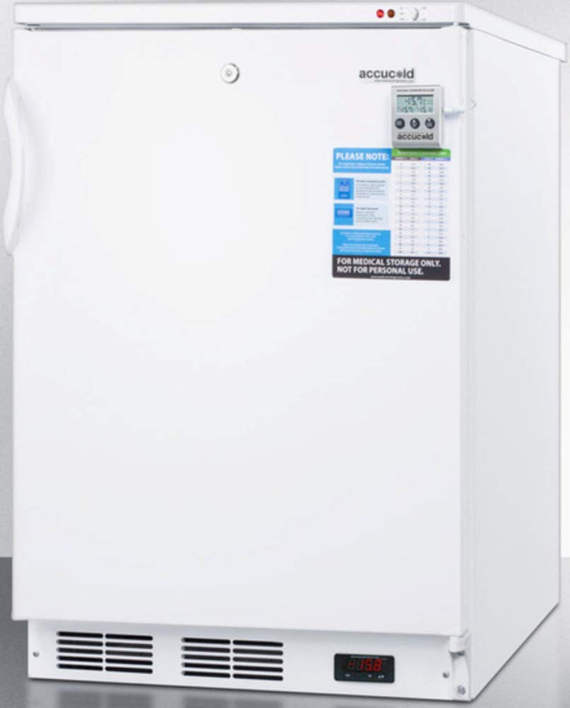 Summit Appliance VT65MLBIVAC Built-in Undercounter Vaccine Storage All-Freezer with Digital Thermostat, Temperature Alarm, Self-closing Door, Lock, Hospital Grade Cord and White Exterior on Fridge.com