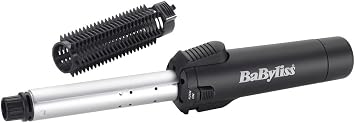 BaByliss Cordless Gas Hair Curler & Brush, 19mm Ceramic Curling Tong, Protective Heat Shield, Fast Heat Up to 200°C, Black, 2583BU