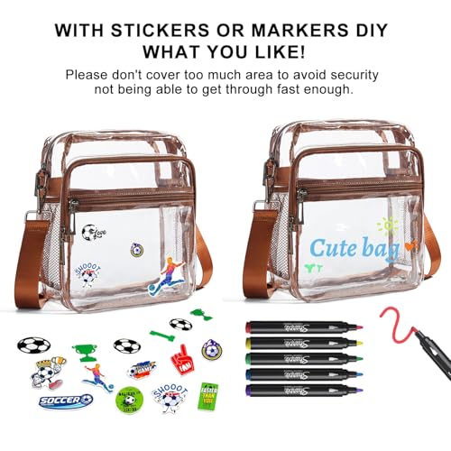 Image of LATMAP Clear Bag for Stadium Events 12x6x12 Clear Purse with 3-Zipper Pockets Crossbody Handbag Tote for Concerts Sports