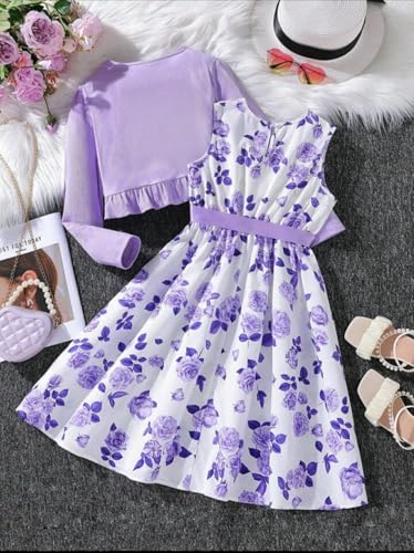 Image of ER Life Style Girls Floral Printed Frocks and Dresses (Magenta, Age 2-3 Years, Knee-Length, A-Line, Cotton)