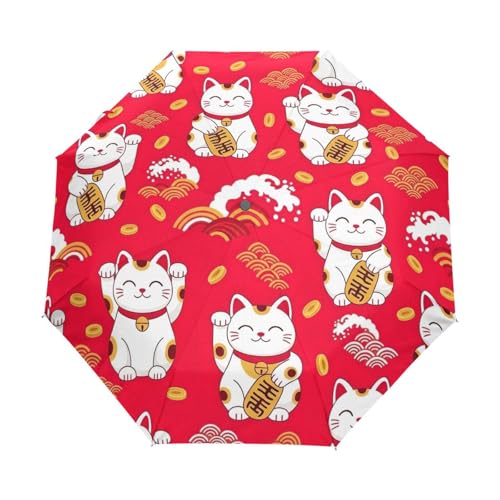 Parapluie de voyage GAIREG automatique et compact motif chat